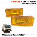 ชุด ไฟหรี่ในกันชน ข้างซ้าย+ขวา 24V 2 ชิ้น ฝาเหลือง สำหรับ Mitsubishi Fuso Fuso FN527 FV87 FM 850 Truck ปี 1986-1994